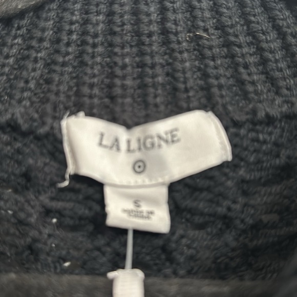 La Ligne For Target Black/White Striped Cable Knit Collared Pullover Sweater S - Picture 10 of 12